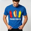 Unisex 100 Cotton O Neck T Shirt Cute Cartoon Hot Dog Ketchup Mustard Bottles Friends Forever Text Fast Food Tee Tops