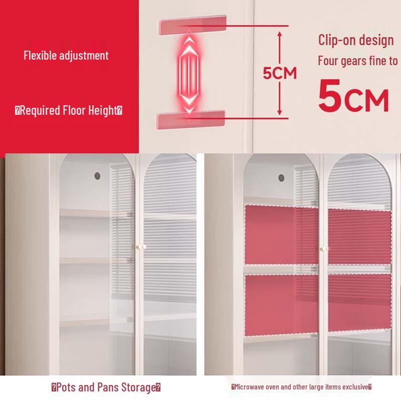 Modern Carbon Steel Kitchen Storage Cabinet with Tempered Glass Doors