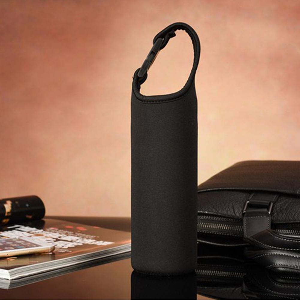 500mL Water Bottle Sleeve Cover Insulated Waterproof Neoprene Bottle Holder Carrier with Buckle Handle Black