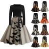 Halloween Women's Casual Fashion Round Neck Printed Vintage Dress