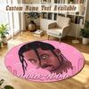 Round Rug Custom NameTravis Scott Pattern Non Slip Carpet Home Floor Decor