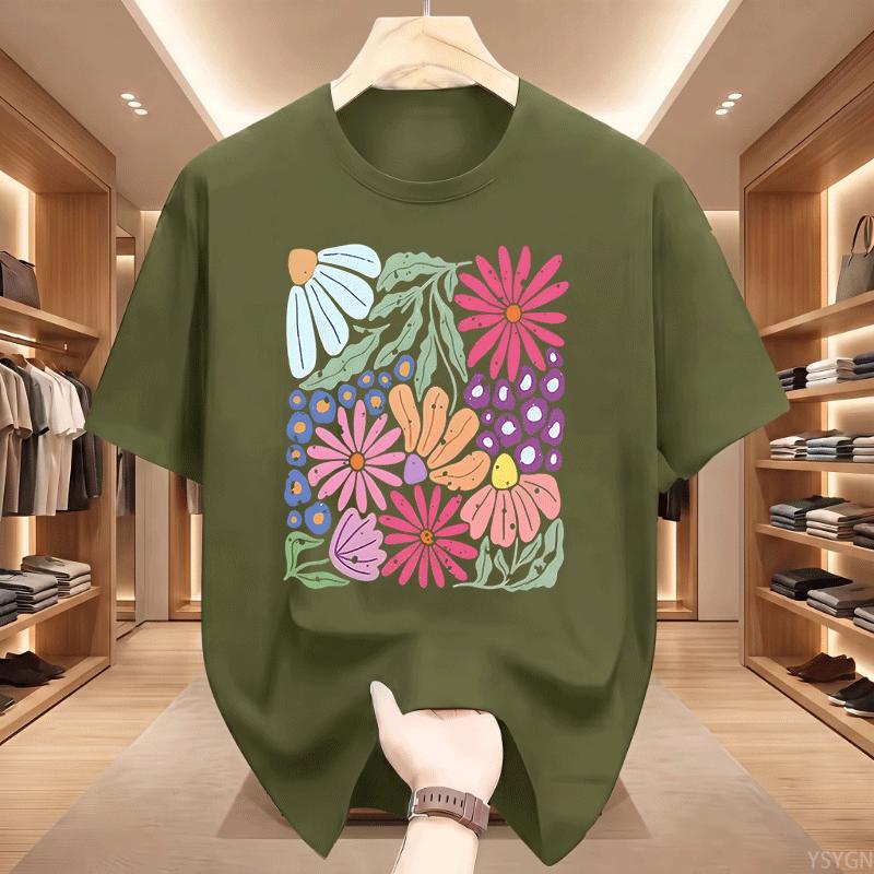 Trendy Boho Floral Tshirt Soft Flower Graphic Tshirt Cute Spring Garden Botanical Top Summer Short Sleeve Unisexs Clothing Tops