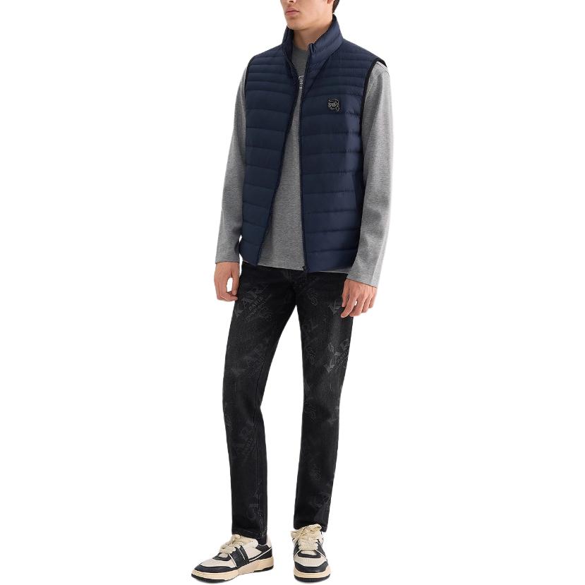 KARL LAGERFELD Down Vests Men's Navy Blue Stand Collar Moderate Other M26Z3104315