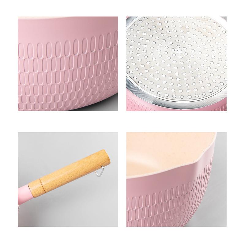 Кастрюля в японском стиле с антипригарным покрытием для молочного супа с лапшой, кастрюля для приготовления детского питания, розовая, 18 см