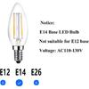 E14 European Base LED Candelabra Light Bulbs 25W Equivalent, 110V 2700K Warm White E14 Led Bulbs 2W 250LM for Turkish Lamp, European Chandeliers,