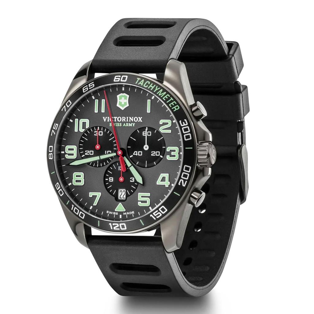 Часы FIELDFORCE SPORT CHRONO Корпус из нержавеющей стали Серый циферблат Черный каучуковый ремешок Подарок 241891 [Victorinox] (316L) [