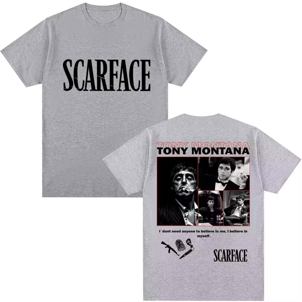 2026 Scarface Movie Tony Montana & Al Pacino Print 90s Retro Harajuku Style Unisex Cotton Fashion T-Shirt