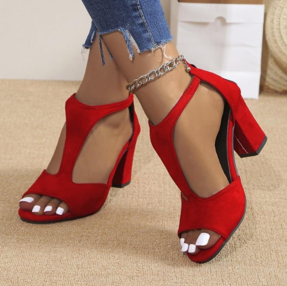 Летние новые женские босоножки с рыбьим ртом, молния сзади, сексуальные, однотонные, удобные, на высоком каблуке, одинарные, размер 35-44