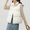 Женская легкая термокуртка без рукавов с воротником-стойкой, белая утиная пуховая куртка, свободный карман, универсальный шикарный жилет