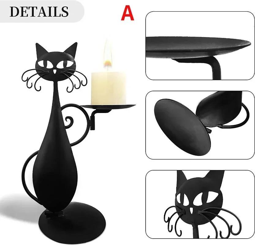 Vintage Black Cat Candlestick Home Decoration Candlestick Home Metal Cat Decoration Candlestick Decoration Room Decoration