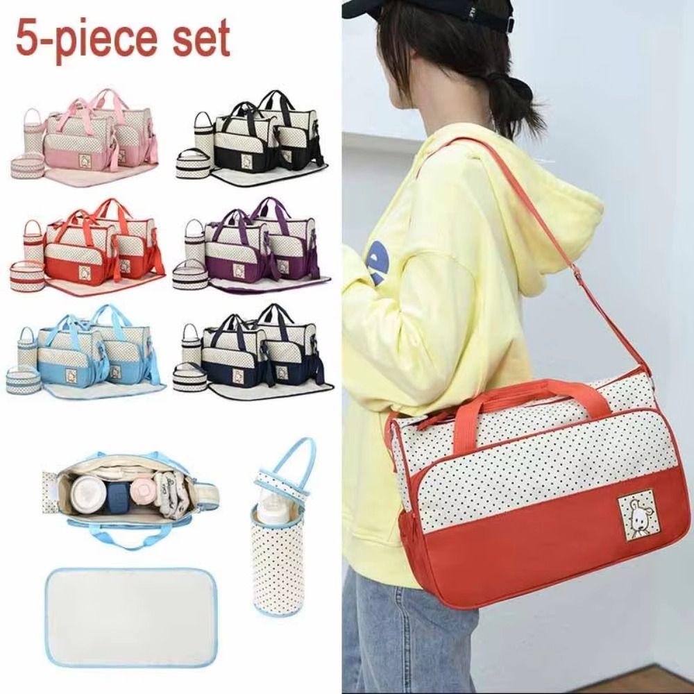 5Pcs/Set Large Capacity Travel Stroller Organizer Multifunctional Baby Diaper Bag Mother and Baby