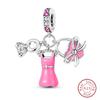 Sweet Romantic Princess Charms S925 Silver Pink Dress Lipstick High Heels Perfume Beads 3mm DIY Fine Jewelry Accessories