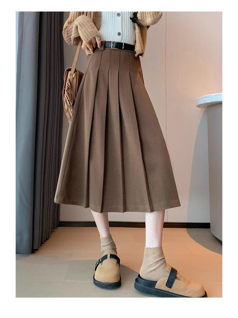 Серая юбка-трапеция из смесовой шерсти для женщин, от petite до plus size, идеально подходит для поздней осени