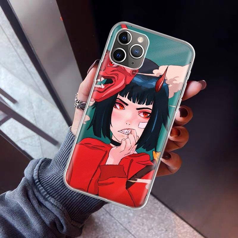 Japanese Style Anime Phone Case For iPhone 17 Air 11 13 Mini 14 15 Plus 16 12 Pro Max 16E SE 7 8 Pattern Soft TPU Back Cover 17