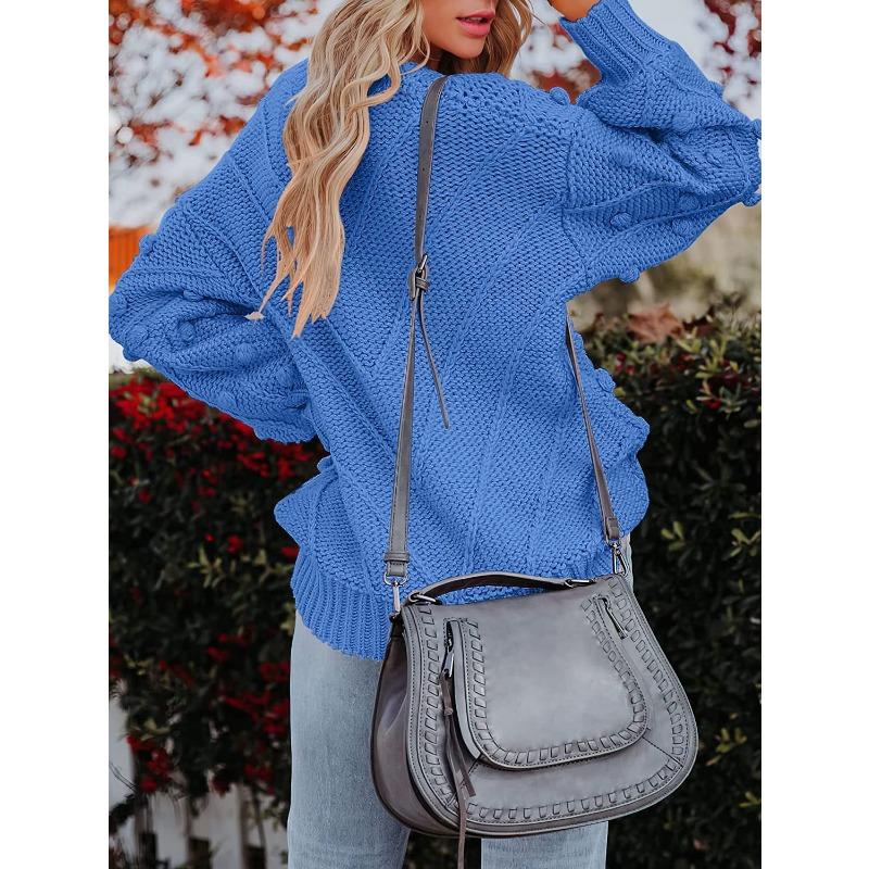 Autumn and winter new hairball knitted sweater loose long sleeve pullover sweater women's clothing