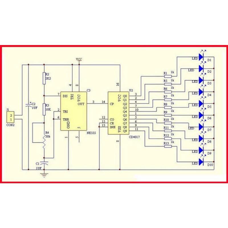 NE555 CD4017 светодиодный прожектор электронного производства, модуль платы управления, конденсаторный генератор, тактовый сигнал, электронный комплект «сделай сам»