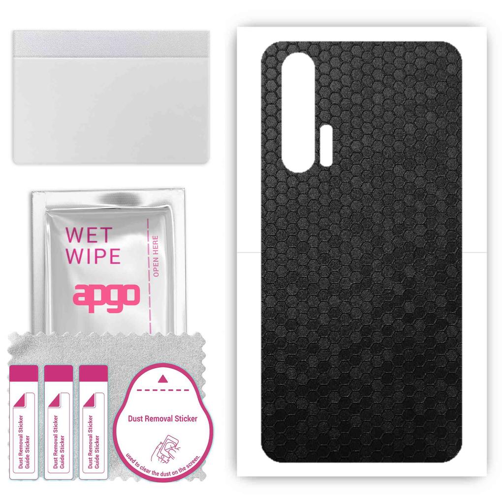 apgo Protective Skin Sticker for the Back Compatible with Honor 20 Pro, Wrap Film, Foil, Vinyl - Pattern Black Honeycomb