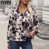 Женская мода, повседневные осенние цветочные узоры, рубашки-поло с длинным рукавом и принтом, блузки и рубашки