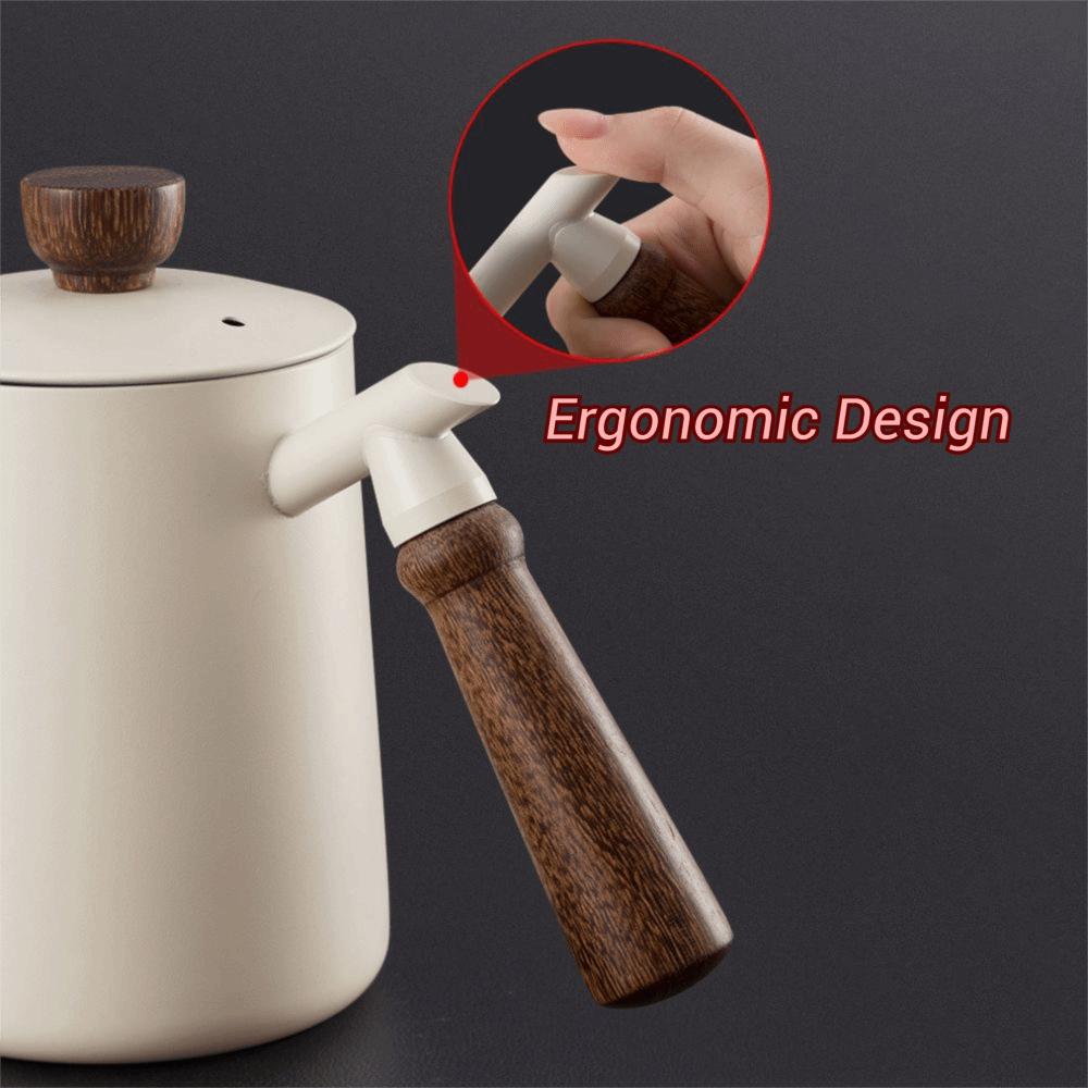 Wooden Handle Goose Neck Coffee Kettle 304 Stainless Steel Hand Brewing Coffee Kettle Barista