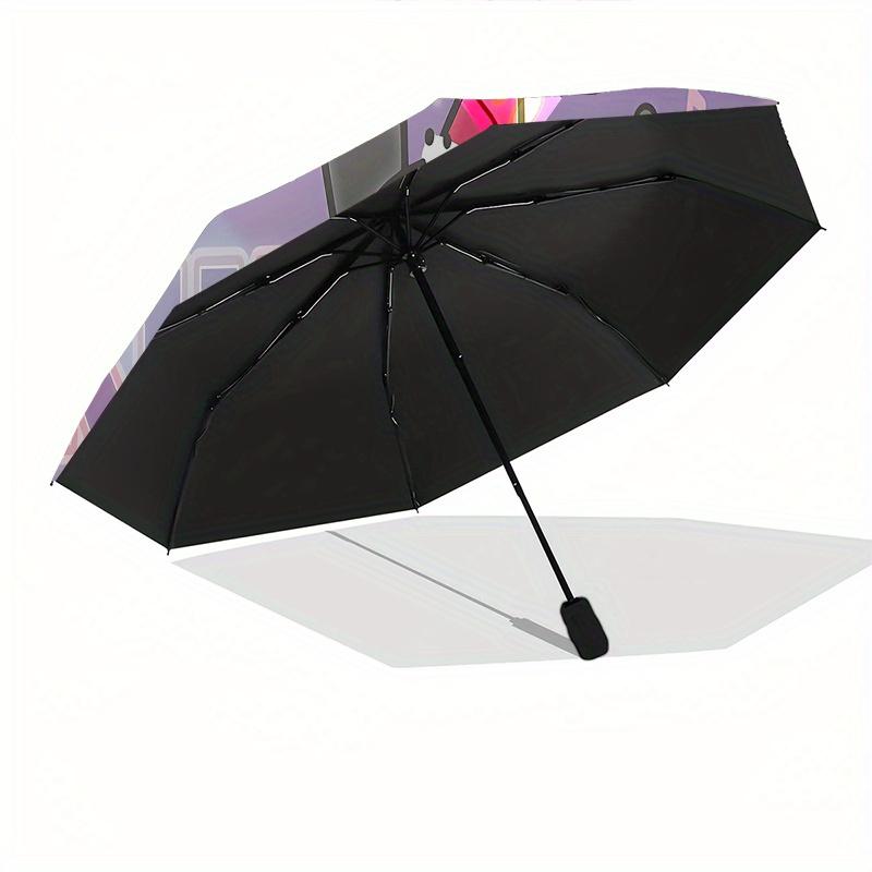 Kuromi,Party Hat Automatic Folding Umbrella-Simple 8-Rib Design, Bright Cartoon Pattern, Durable Iron Frame, Suitable For Travel, Outdoor, B
