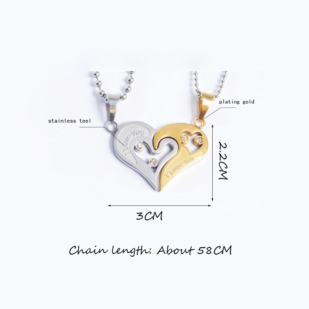 Unique Carved Design Fashion Friends Jewelry Gift Love Couple Necklace Necklace Heart -Shaped Pendant Pendant