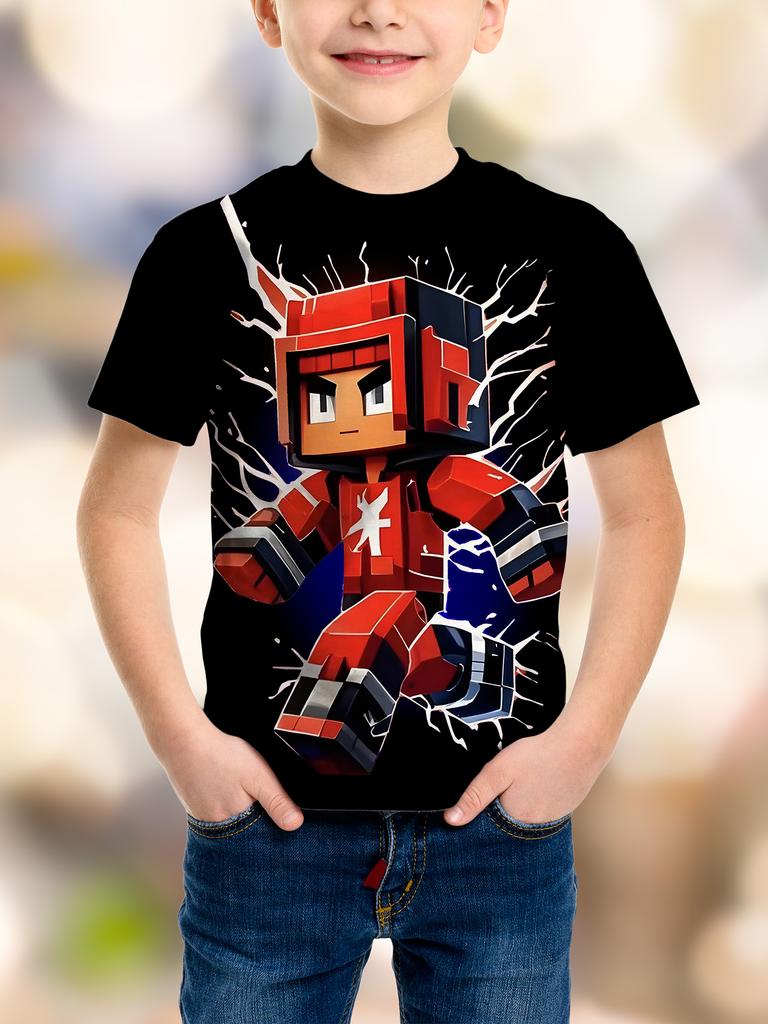 Модная Игра Пиксельная День Рождения 3D Печать Детская Футболка Юмор Смешной Мальчики Новинка Подарок Короткий Рукав Te