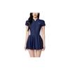 Logo Print Comfortable Breathable Short Sleeve Swim Dress Women Swimwear Dark-Blue Light-Gray 1824532457-5