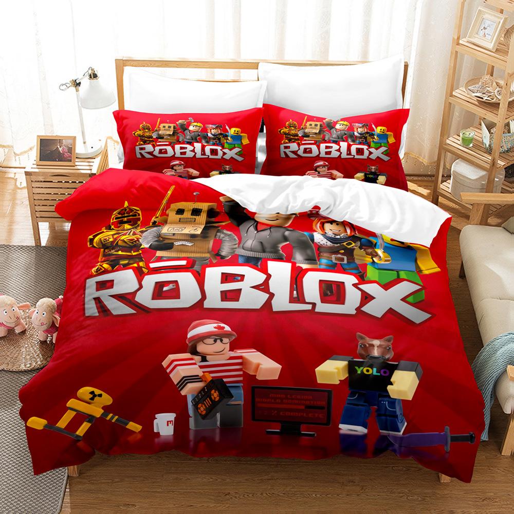 Three-piece home textile four-piece set, cartoon ROBLOX My World digital printing bedding