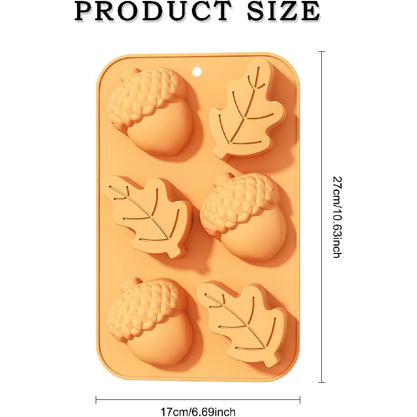 2 Pcs Thanksgiving Chocolate Molds 3D Pumpkin Turkey Pinecone Autumn Leaf Silicone Mold Candy Cake Baking Tray Molds for Fall Thanksgiving Party