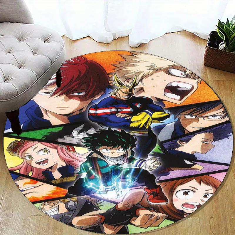 Круглый ковер с принтом My Hero Academia, коврик для стула, ковер для гостиной, коврик для прихожей, коврик для входной двери, для офисного стула, гостиной, спальни, кухни.