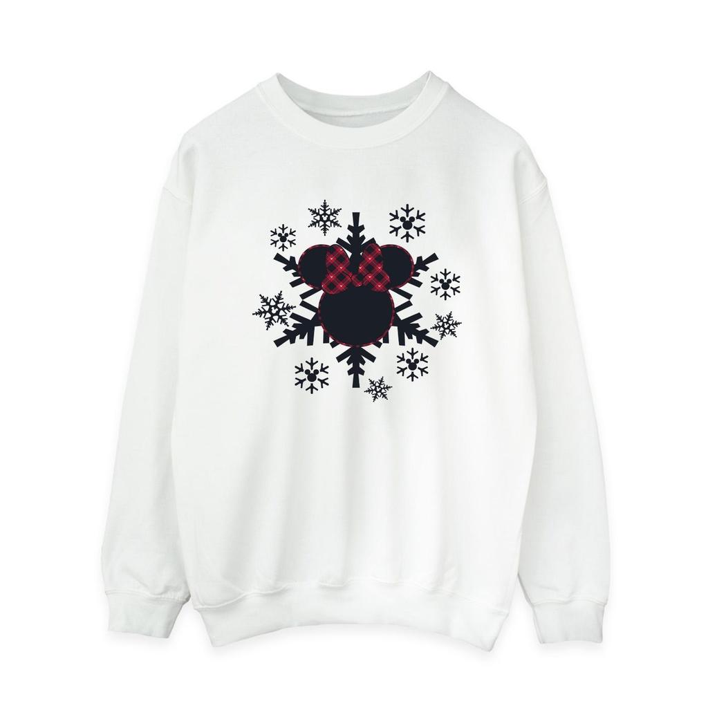 Disney Womens/Ladies Minnie Mouse Gingham Snowflakes Sweatshirt