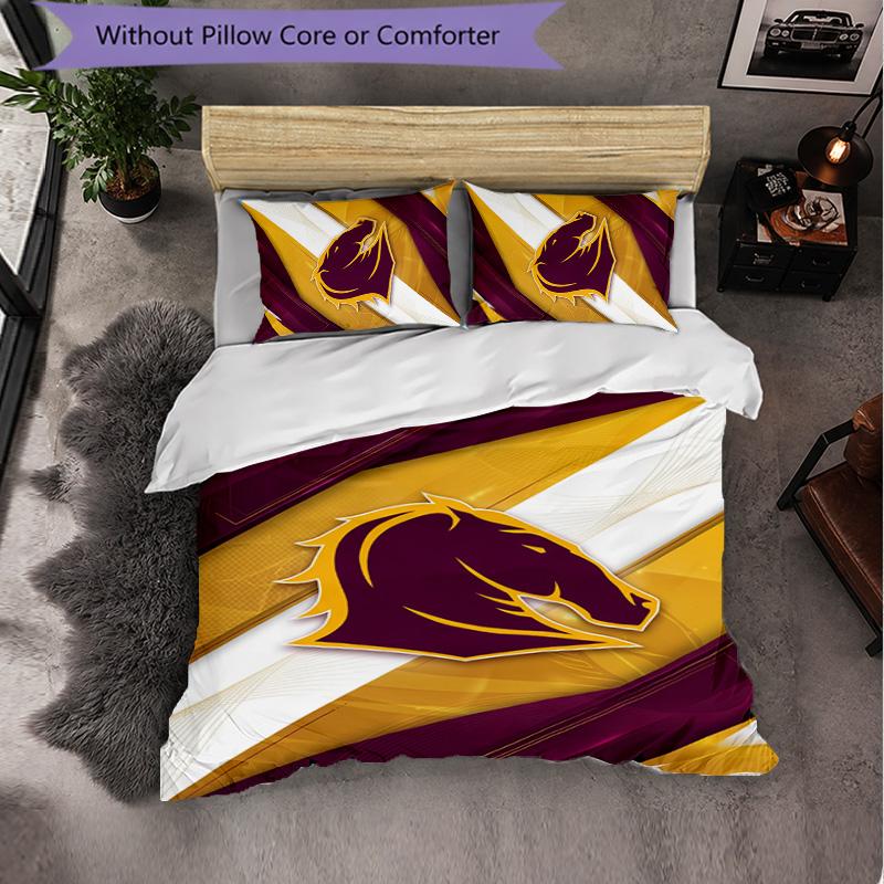 Brisbane Broncos Pattern Microfiber 3Pcs Bedding Set Decor Duvet Cover Set For Bedroom Home Use