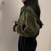 Short Solid Pockets Jackets Coats Women Korean Style Stand Collar Jacket Coat Casual Comfortable Loose Wool Autumn Winter