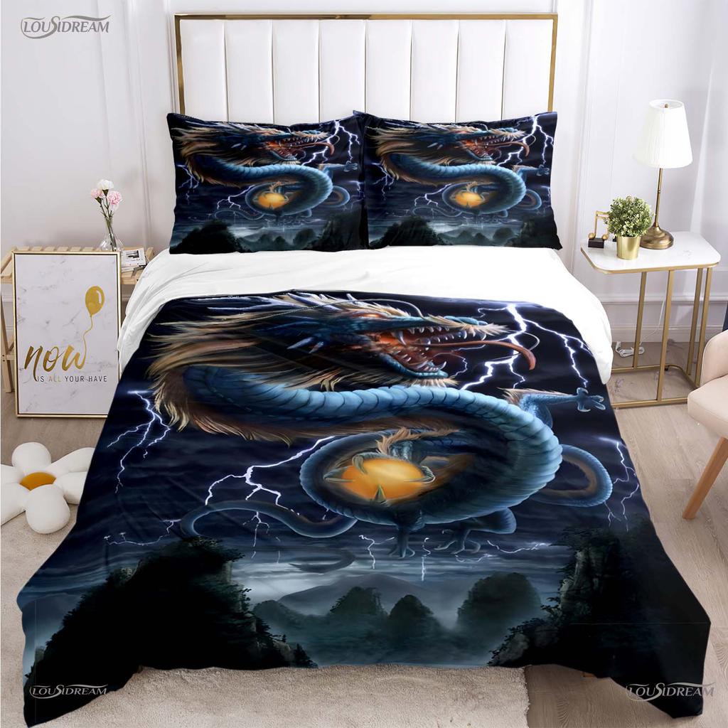 Fashion Dragon and Tiger Battle All Season Duvet Cover Bedding Sets Soft Quilt Cover and Pillowcases Single/Double/Queen/King