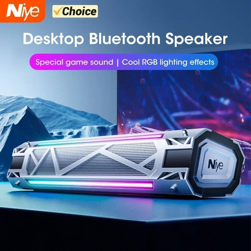 Оригинальная Bluetooth-колонка для компьютера Niye, USB, проводная 5.3, компьютерная колонка 4D, 360-градусный объемный звук, сабвуфер, домашнее аудио, RGB-подсветка