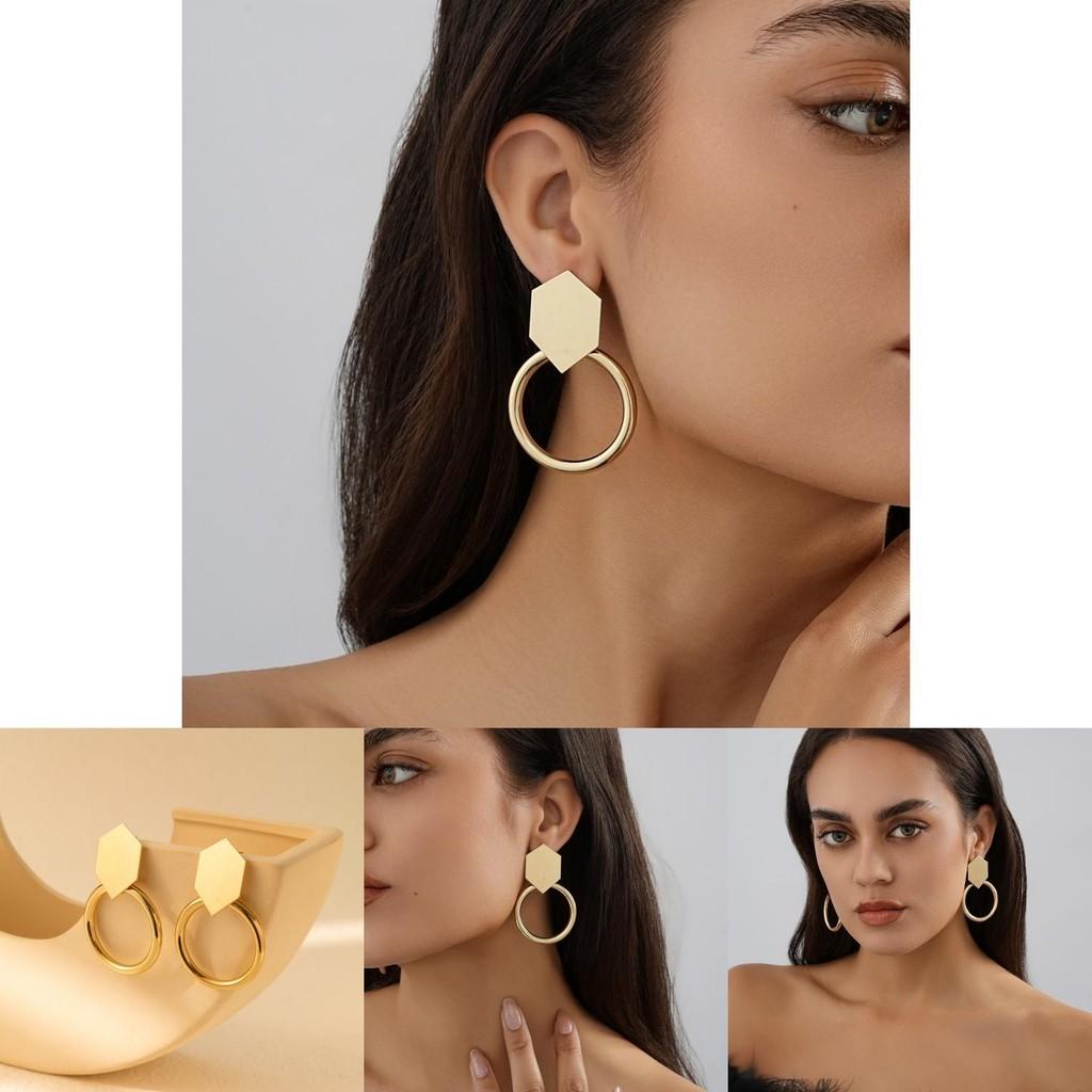 Elegant Alloy Geometric Hollow Out Earrings Fashion Street Style For Women