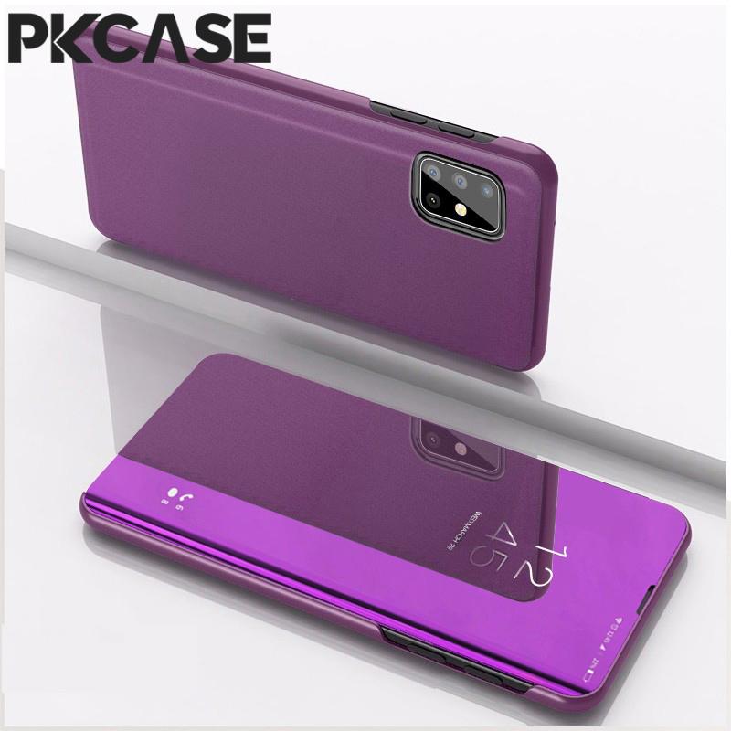 PKCASE Смарт-зеркало Флип-чехол для телефона для Samsung A05 A05S A15 A35 A25 A33 A34 5G Note 20 Ultra Ударопрочный Кожаный Чехол-подставка