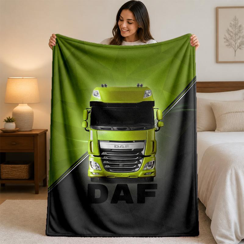 DAF Print Flannel Blanket Cozy Lightweight Plush Throw Blanket For Bed Sofa Household Use