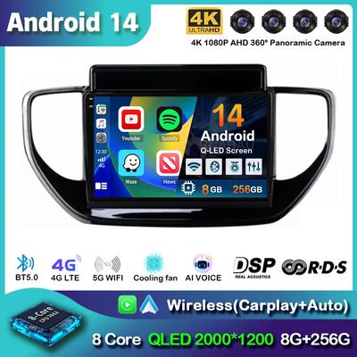 Android 14 CarPlay Auto Car Radio для Hyundai Solaris Accent 2 II 2020 2021 Навигация GPS Мультимедиа Видеоплеер Стерео Аудио