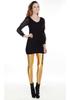 European-American Fashion Faux Patent Leather Mid-Waist Stretch Pants - Bright, Nine-Point Length