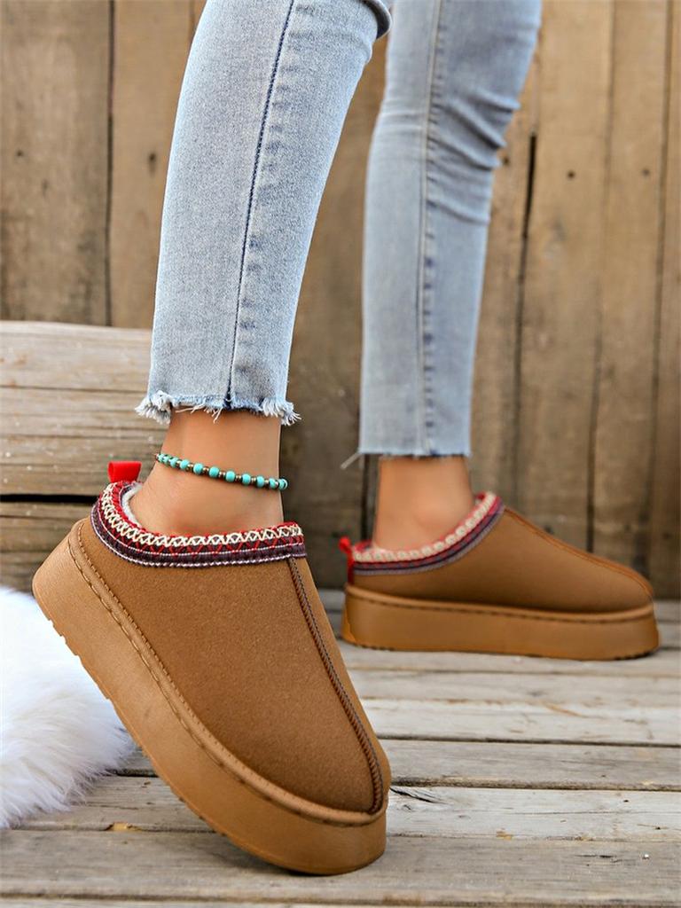 Хлопковые женские зимние новые импортные торговые тапочки большого размера с толстой подошвой без каблука Bao Head теплые пушистые повседневные женские полутапочки