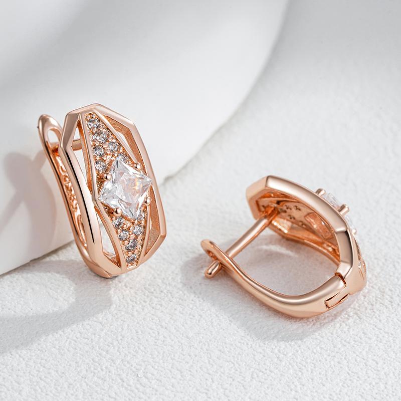 Серьги-подвески цвета розового золота для женщин, полностью блестящие, с натуральным цирконом, аксессуары, повседневные изящные украшения, хрустальный подарок
