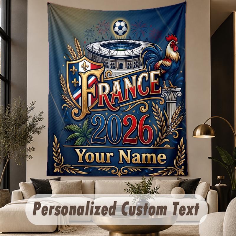 Custom Text Tapestry France national football team Print Wall Tapestry Indoor Living Room Wall Decor