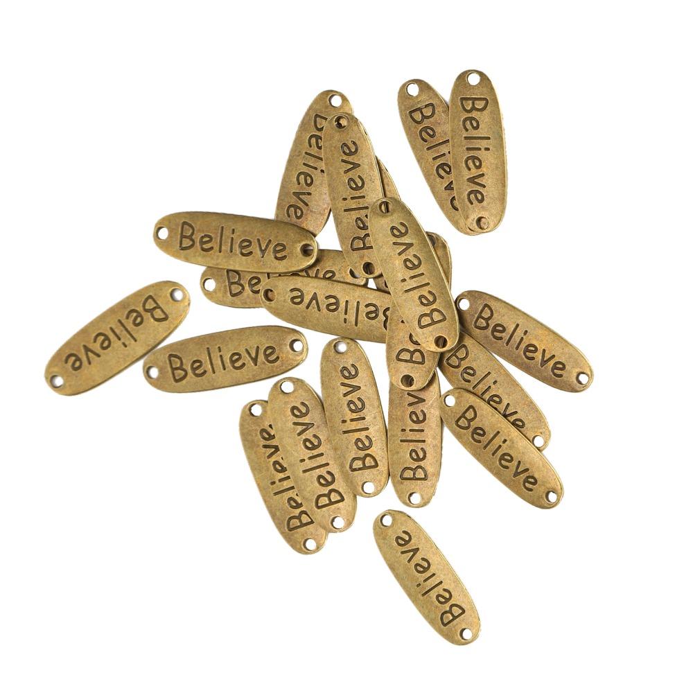 20pcs Dual Hole Alloy Pendant Charms Rectangle Shape Message Pendants Word Charms For Crafts