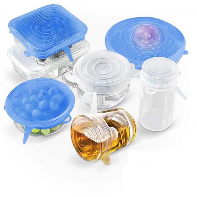 6 Pcs Kitchen Gadgets Kitchen Accessories Reusable Silicon Stretch Lids Universal Lid Silicone Food Wrap Bowl Lid Kitchen Tools