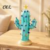 Stable Base Desktop Decoration Vintage Lighted Cactus Christmas Tree, Saguaro Decor with Bulbs & Golden Resin Tabletop for Home Star Topper,