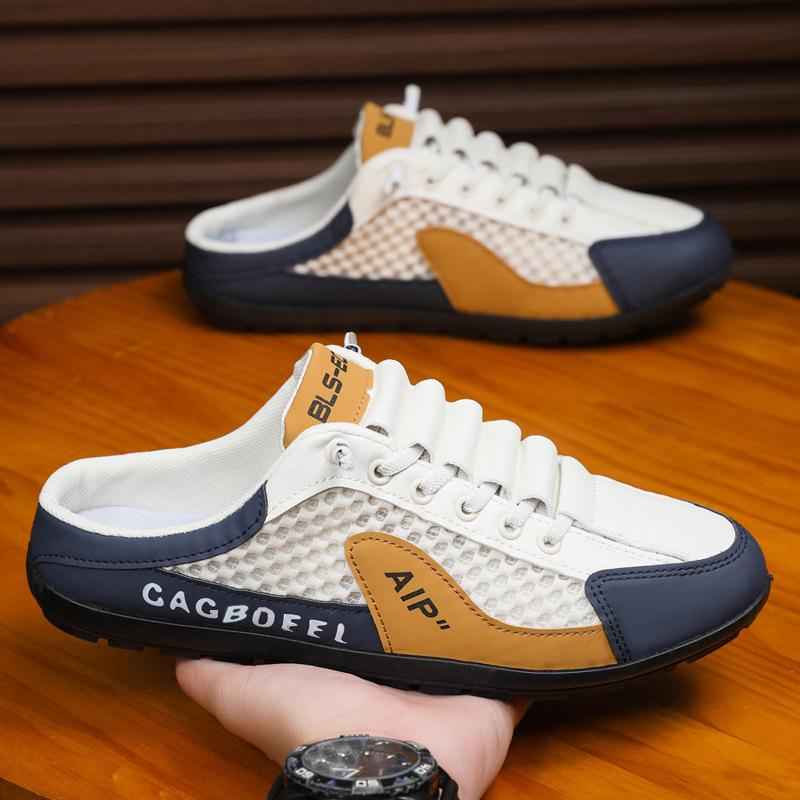 Large Size Mesh Breathable One-pedal Lazy Shoes Men's Sandals Breathable Casual Men's Shoes Bag Head Half-tray Shoes