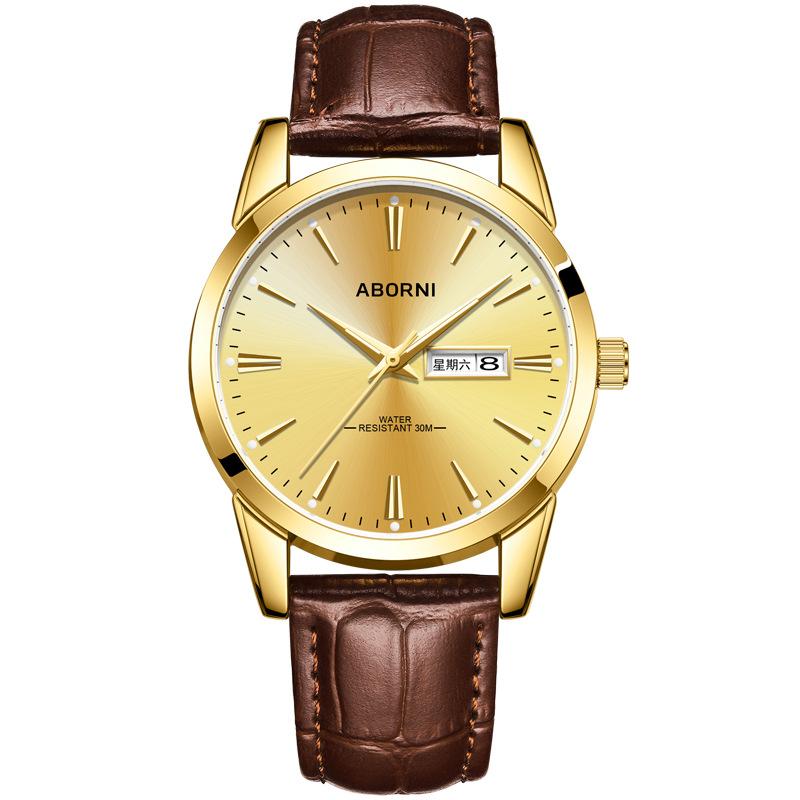 ABORNI Кварцевые часы Деловые водонепроницаемые мужские часы Кварцевые мужские часы