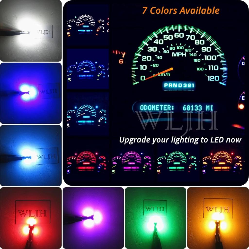 WLJH 10 Pack White Canbus T5 Led Bulb 2721 37 74 Wedge Lamp PC74 Twist Sockets Dash Dashboard Lights trument Panel Cluster Leds Car Replacement