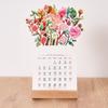 Настольный календарь 2025, креативный настольный календарь с цветочным рисунком на деревянной основе, новогодний ежемесячный календарь-планировщик в форме вазы, перекидной декоративный